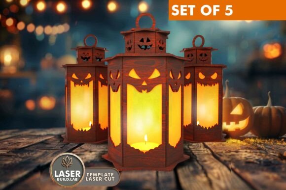 Paquete de 5 linternas espeluznantes de Halloween