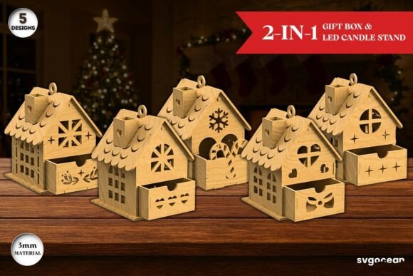 Paquete de caja de regalo de casas navideñas