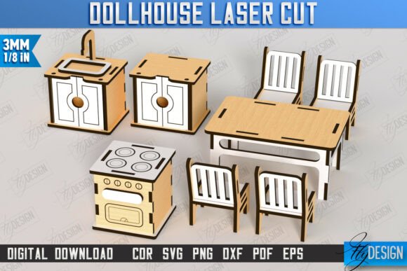Paquete de muebles para casa de muñecas - Imagen 9