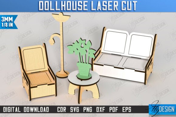 Paquete de muebles para casa de muñecas - Imagen 12