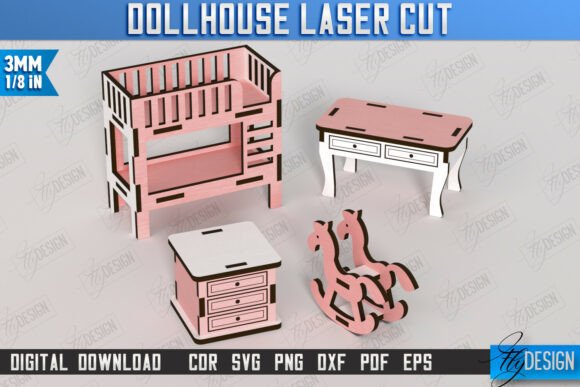Paquete de muebles para casa de muñecas - Imagen 13