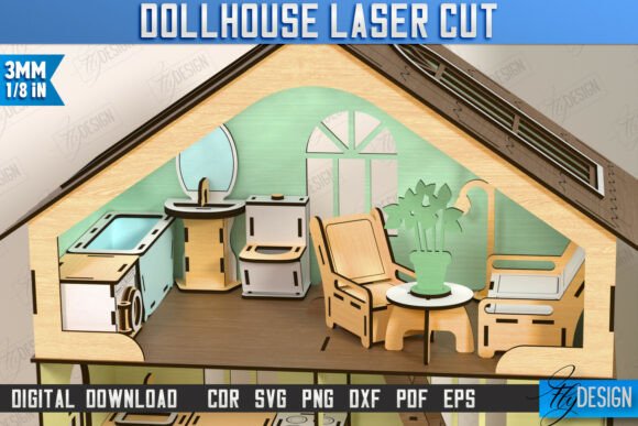 Paquete de muebles para casa de muñecas - Imagen 3