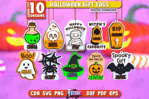 Paquete de etiquetas de regalo de Halloween