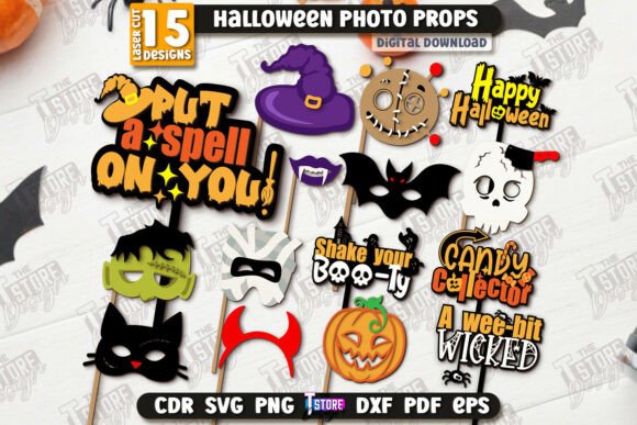 Paquete de accesorios para fotomatón de Halloween