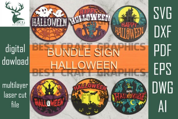 Conjunto de letreros de Halloween