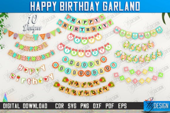 Paquete de guirnaldas de feliz cumpleaños