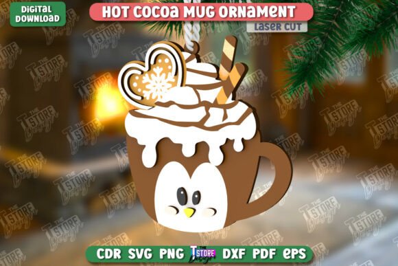 Adorno de taza de chocolate caliente - Imagen 2
