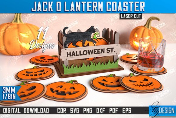 Paquete de posavasos de Jack O’Lantern