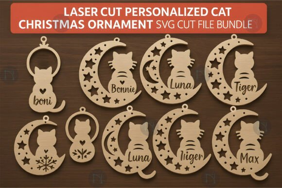 Paquete de adornos de gato personalizados