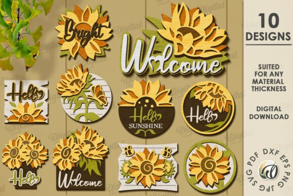 Paquete de decoraciones de pared de girasoles