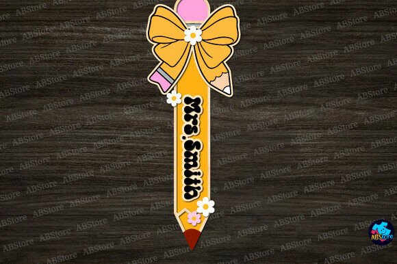 Lápiz para profesor con lazo y flores - Imagen 2