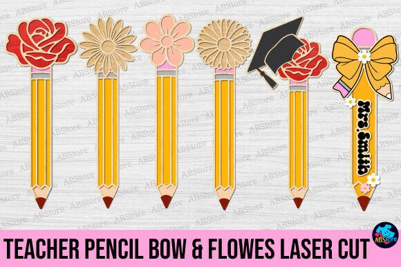 Lápiz para profesor con lazo y flores - Imagen 5
