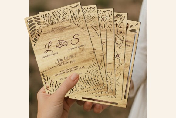 Juego de 5 invitaciones de boda - Imagen 2