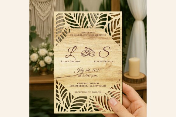 Juego de 5 invitaciones de boda - Imagen 3