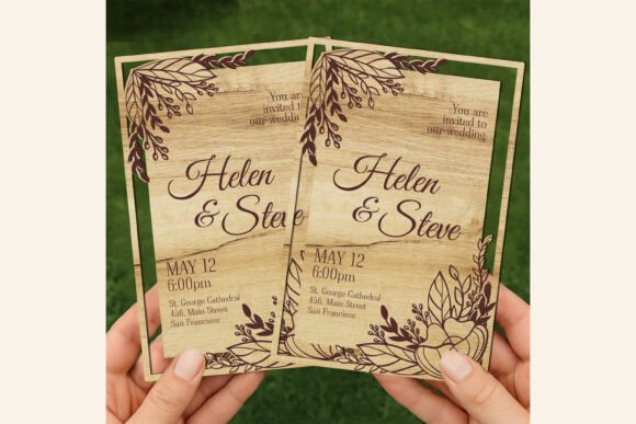 Juego de 5 invitaciones de boda - Imagen 4