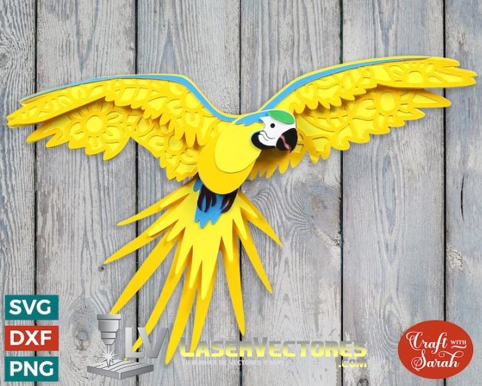 Loro volador en capas