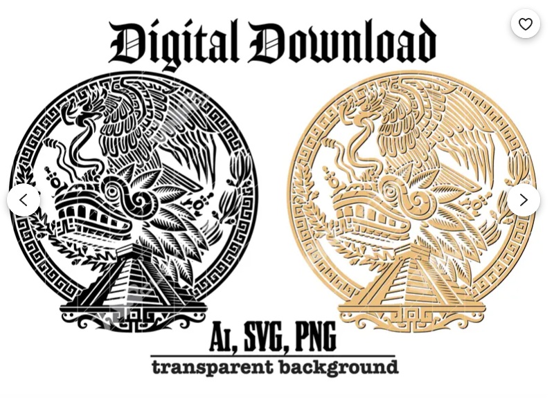 Aguila serpiente y sello piramidal mexicano