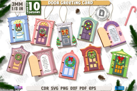 Juego de adornos navideños para puerta