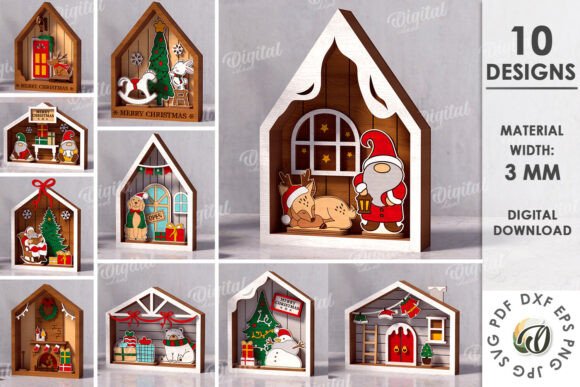 Paquete de casas navideñas