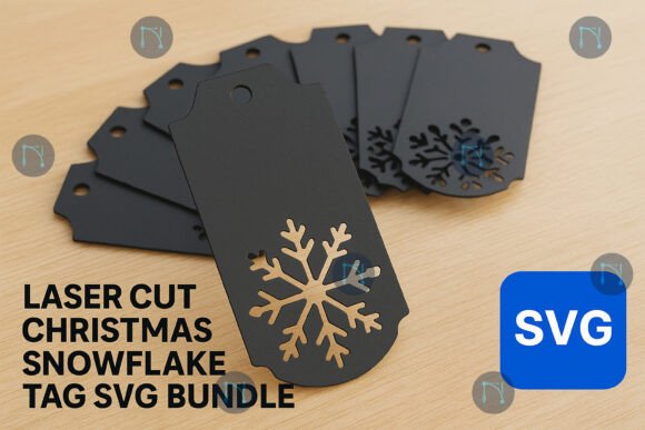 Paquete de etiquetas de regalo con copos de nieve navideños