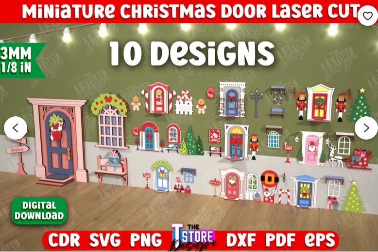 Paquete de puertas navideñas en miniatura