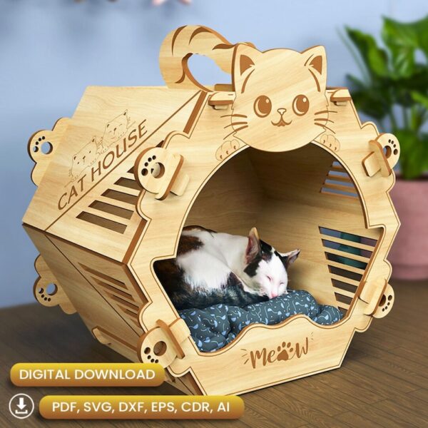Casa hexagonal para gatos