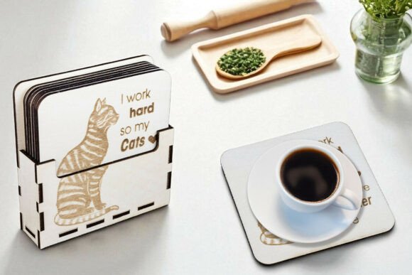 Juego de posavasos de gato