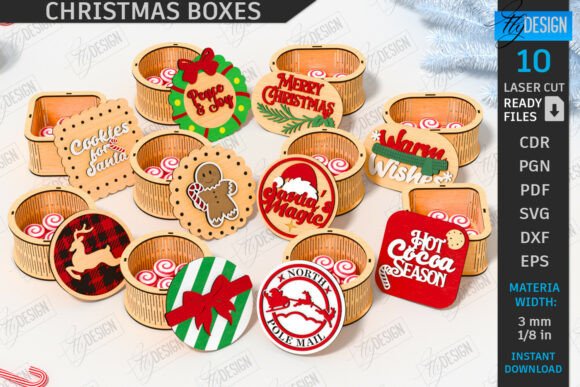 Paquete de cajas de regalo navideñas
