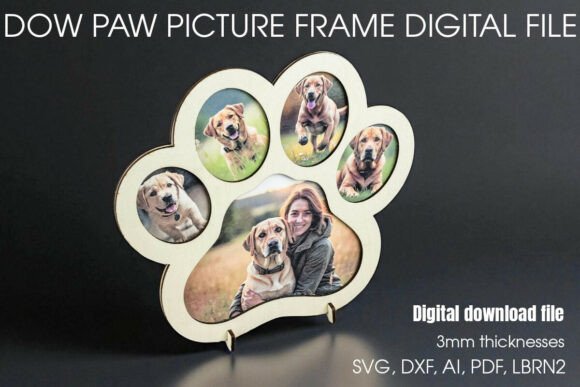 Marco de fotos con forma de pata de perro