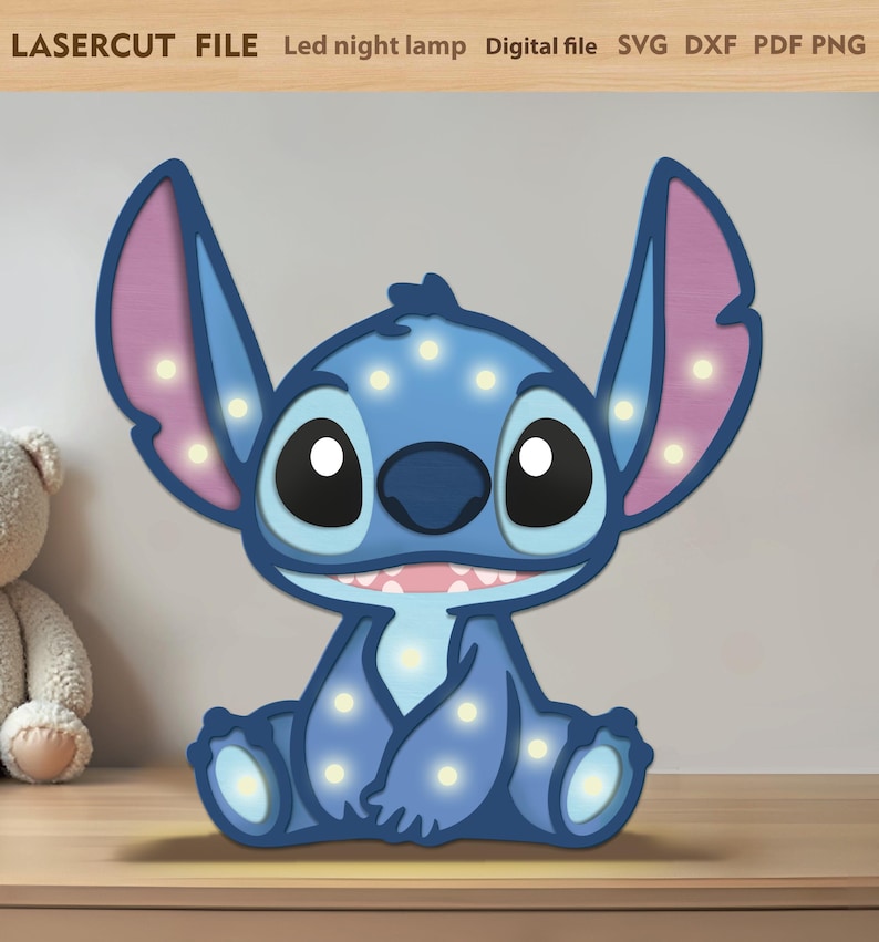 Luz de noche lampara personalizable Stich - Imagen 4