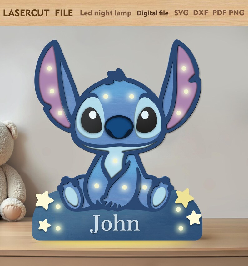 Luz de noche lampara personalizable Stich - Imagen 2