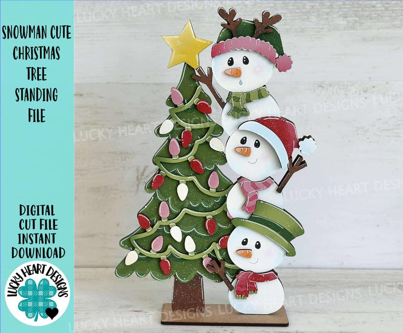 Muñeco de nieve árbol de navidad de pie