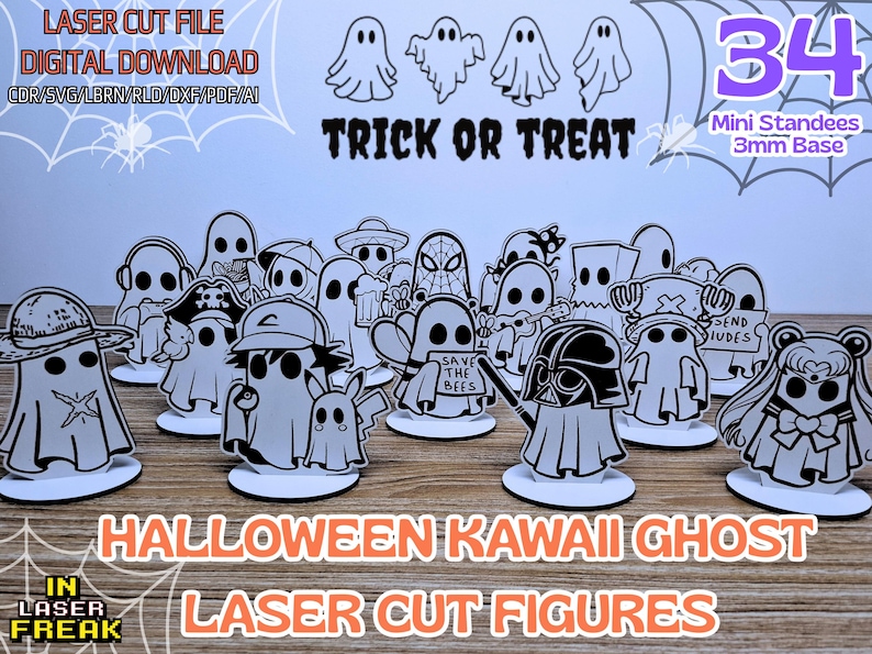 Pack de 34 fantasmas Halloween kawaii
