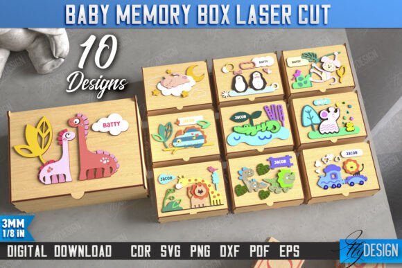 Paquete de cajas de recuerdos de bebé personalizadas