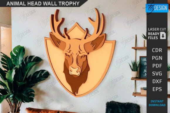Trofeo de pared con cabeza de animal - Imagen 2