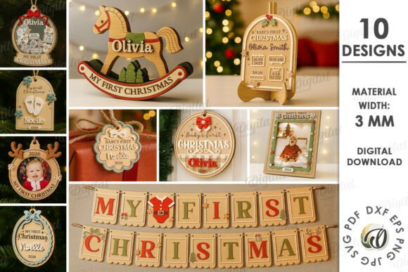 Paquete de decoraciones navideñas para el primer bebé