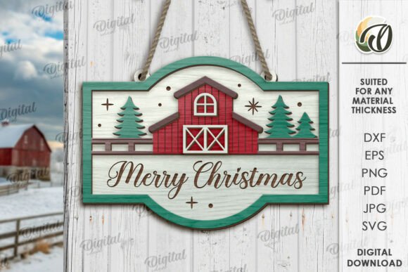 Paquete de letreros navideños de granja - Imagen 4