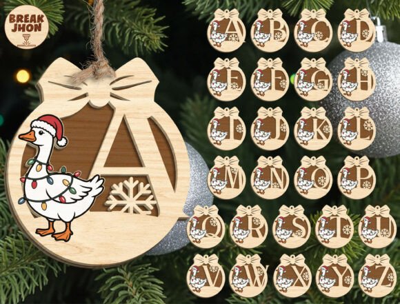 Adorno navideño con monograma de ganso
