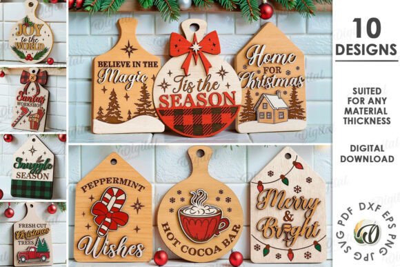 Paquete de mini tablas de cortar navideñas
