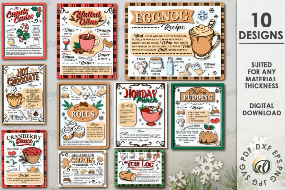Paquete de letreros de recetas navideñas – LaserVectores