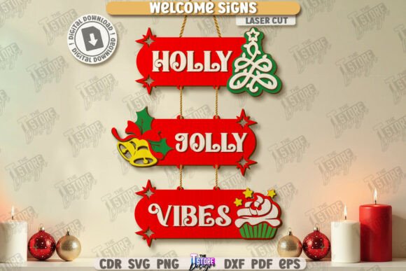 Paquete de letreros de bienvenida navideños - Imagen 3