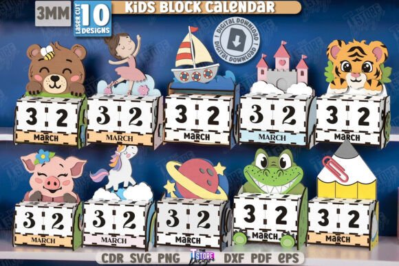 Paquete de calendarios de bloques para niños
