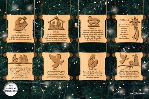 Paquete de adornos de pergamino de la Natividad
