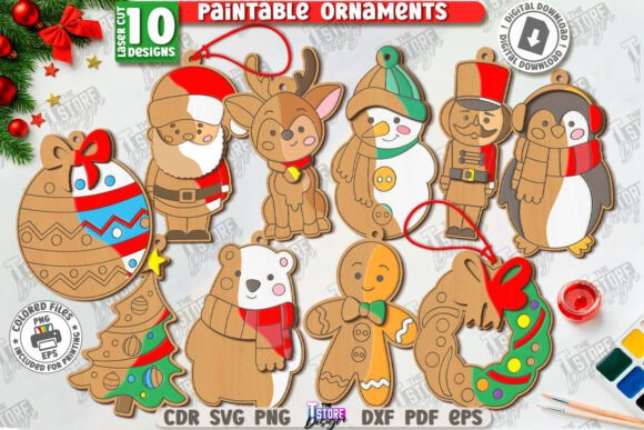 Paquete de adornos navideños para pintar