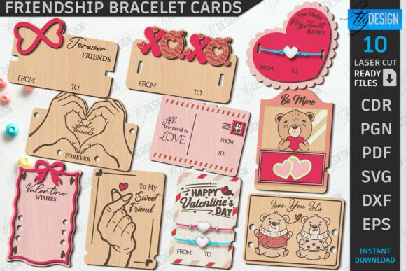 Juego de tarjetas de pulsera de San Valentín