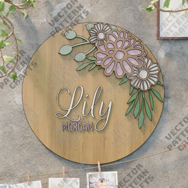 Paquete de colgadores de puerta con letrero floral y nombre - Imagen 3