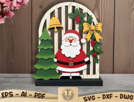 Papá Noel y árbol en capas