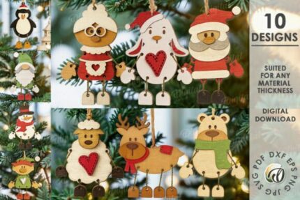 Paquete de adornos de personajes navideños