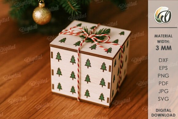 Paquete de cajas de regalo decorativas navideñas - Imagen 9