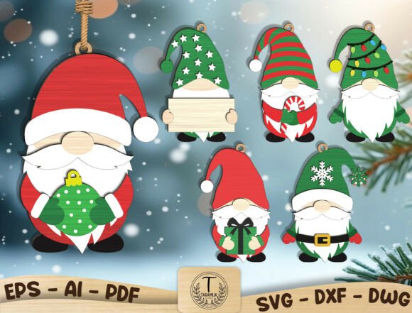 Paquete de adornos de gnomos navideños